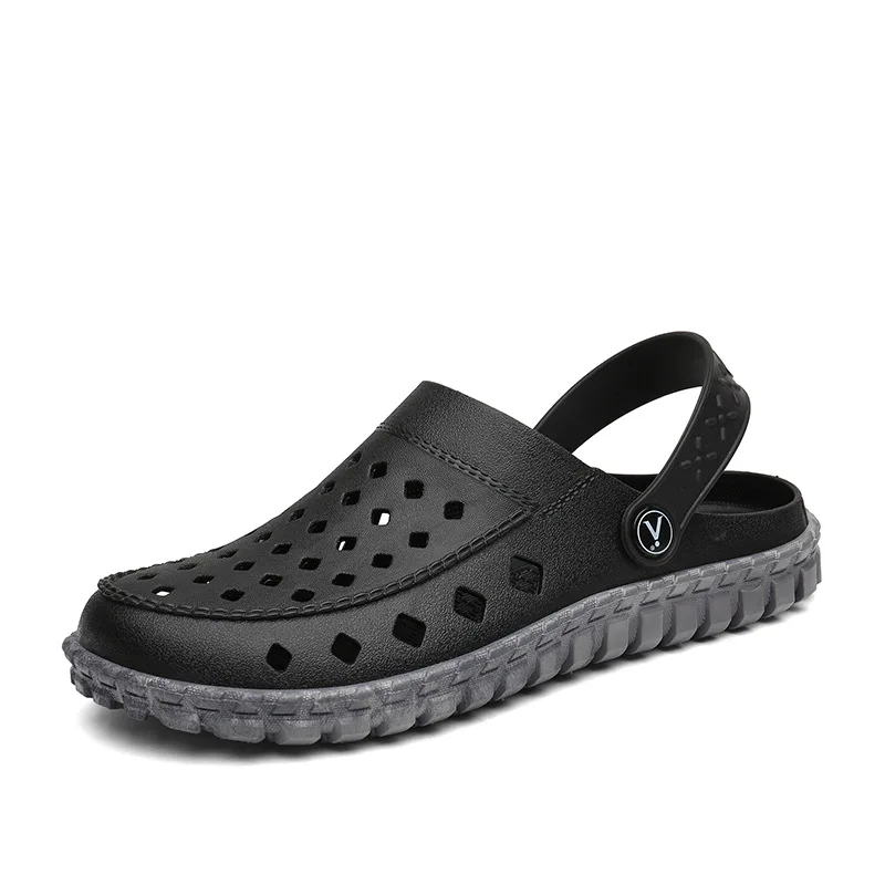 

New summer 2019 slipper men's outdoor sandals PVC cut-out large size wading beach shoes 40-45