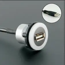 22 мм Монтажный металлический USB2.0 Женский А-мужской с белым светильник