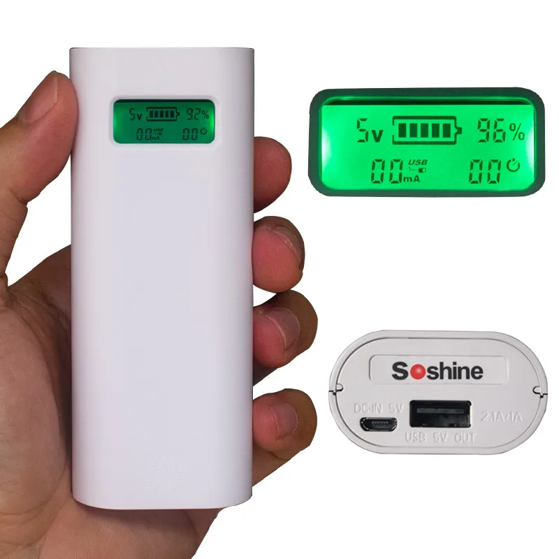 Soshine E4S 2 слота 18650 литий-ионный аккумулятор USB смарт-зарядное устройство для сотового телефона внешний аккумулятор с ЖК-дисплеем цвет черный