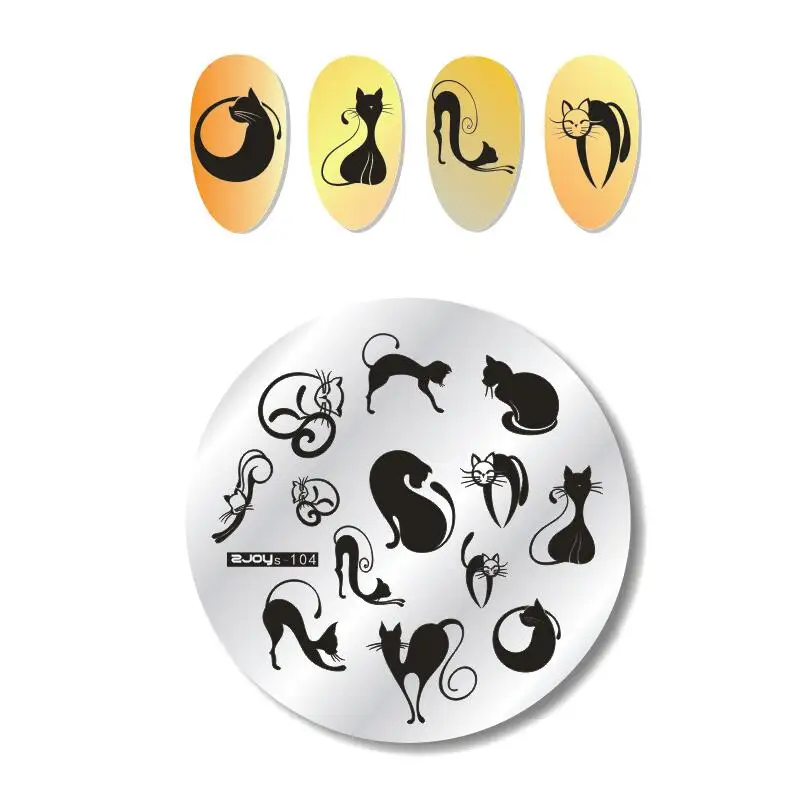 Серия ZJOYS дизайн ногтей пластины штамповка 3D Круглый Цветок Животное еда DIY лак для ногтей, Печать Маникюр ногтей трафарет шаблон