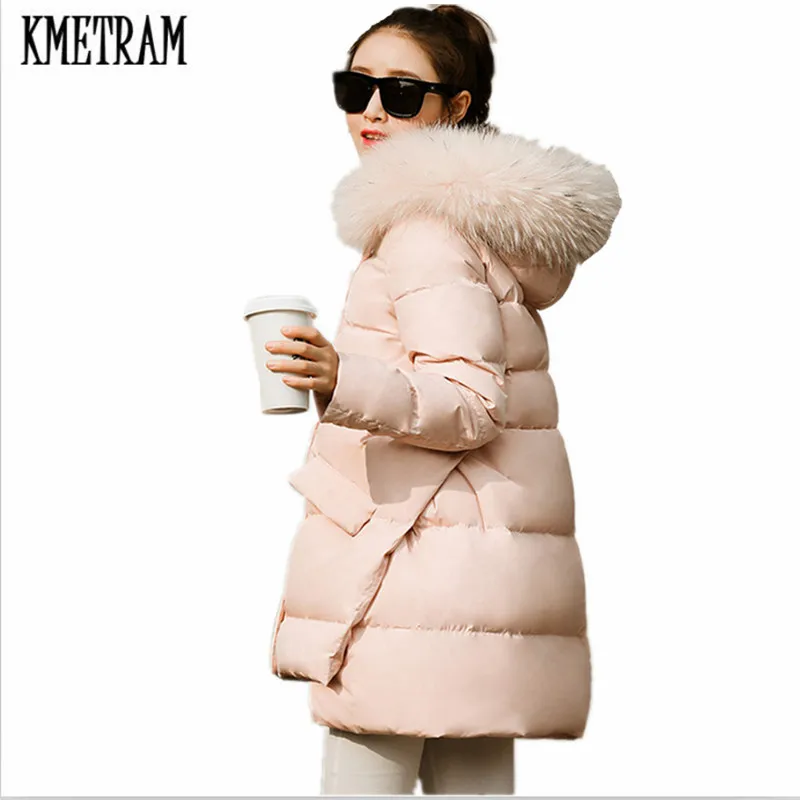 KMETRAM модная зимняя куртка из хлопка женская элегантная трапециевидный плащ парка Толстая стеганая средней длины Женское пальто HH456