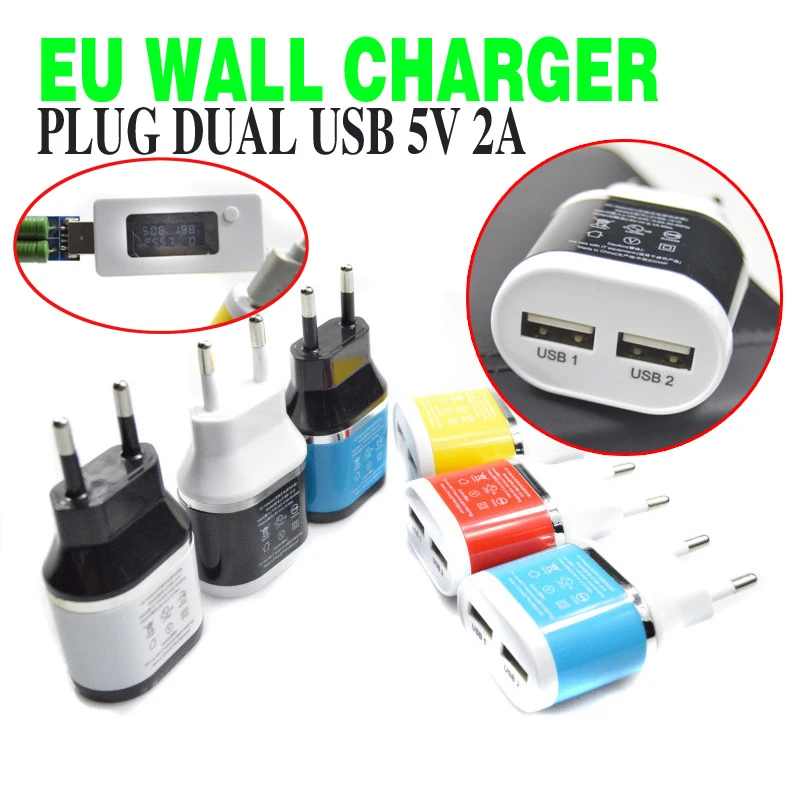 Effelon EU Plug Dual USB 5V/2A Wall Charger 2 Ports Travel Adapter