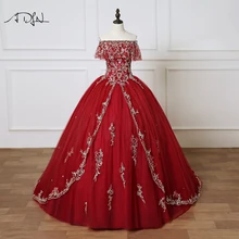 ADLN очаровательные бордовые платья Quinceanera с вышивкой пикантные с открытыми плечами бальное платье миди платье маскарадное платье