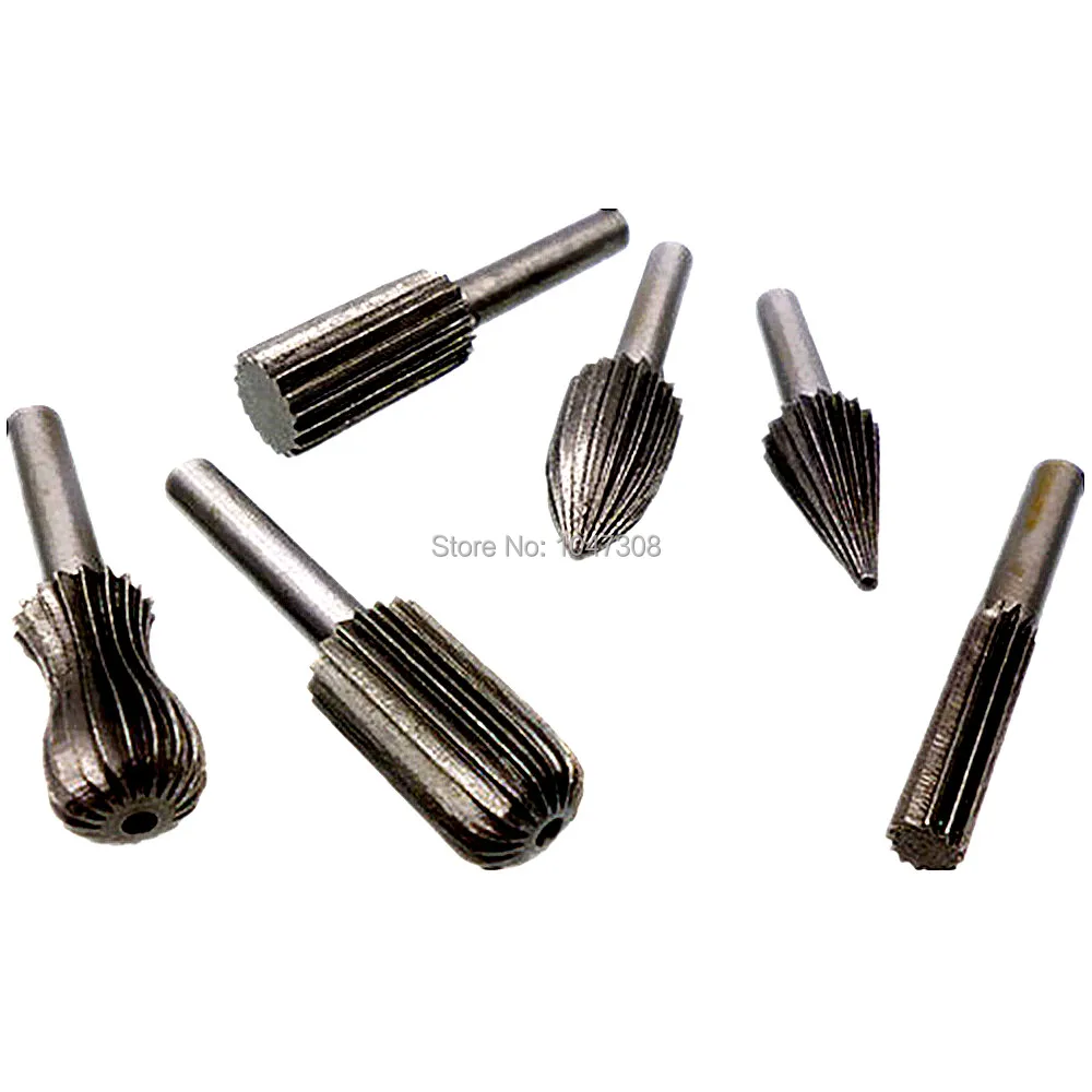 6pcs Rotary File Cutter Bit Rotary File Rasp 1/4" Engraving Grinding
