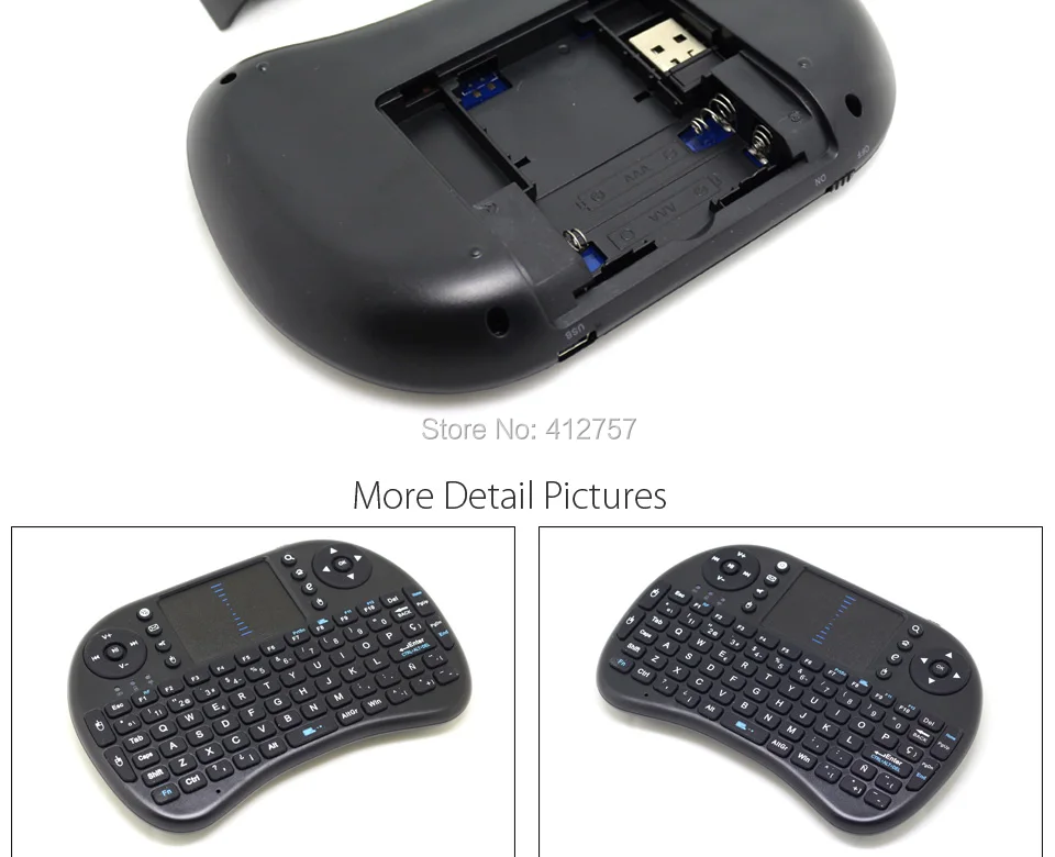 [ DHL] Мини 2,4G Беспроводная испанская(Espanol) клавиатура+ Воздушная мышь+ тачпад для Google Android ТВ коробка/ПК высокого качества-100 шт