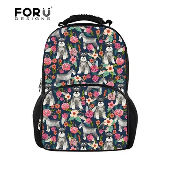 

FORUDESIGNS Fashion Backpack Female Schnauzer Floral Printed For Teenagers Girls Boy School Orthopedic Laptop Backpacks Mochilas