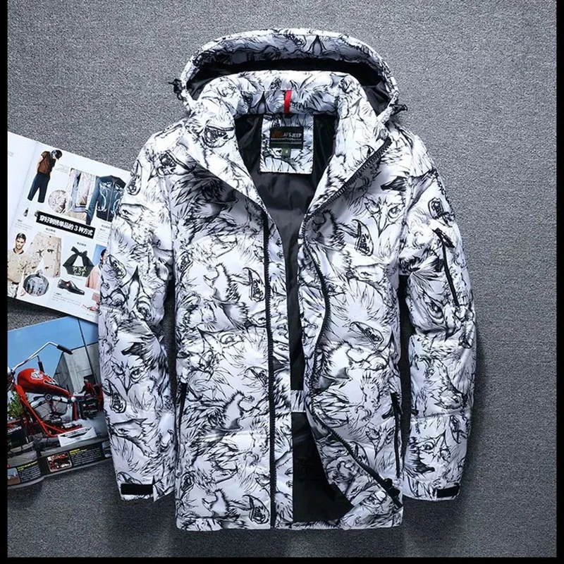 Fashion brand 2020 winter thick white duck down men's casual down jacket coat fashion camouflage hooded down jacket white black Fashion brand 2020 winter thick white duck down men's casual down jacket coat fashion camouflage hooded down jacket white black