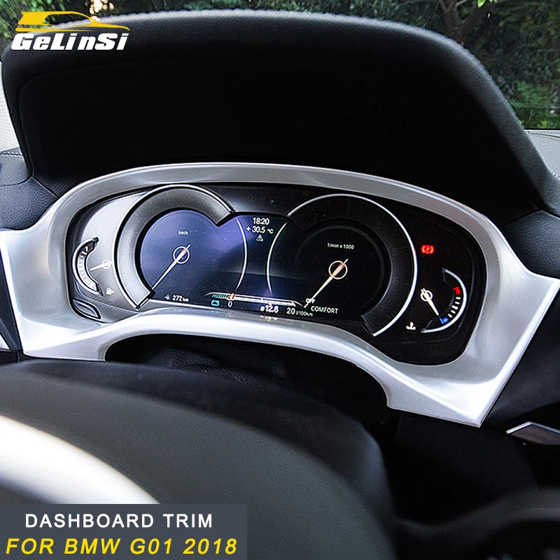 

GELINSI For 2018 BMW X3 G01 matte Dashboard frame Trim cover Ring Decoration With Stickers Accessories car ABS carbon fibre