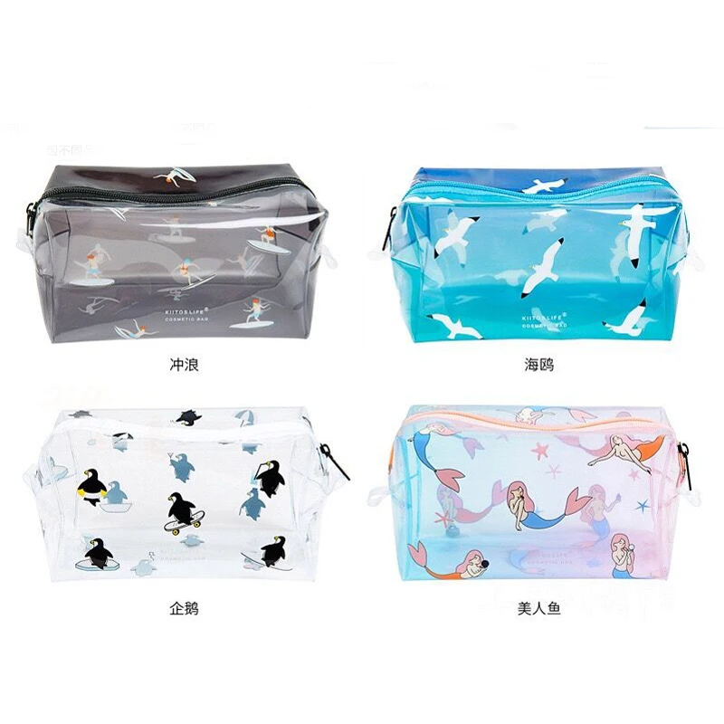 

Mermaid Transparent PVC Cosmetic Bag Girls Women Travel Make up Toiletry Bags Organizer Case Bentoy Waterproof Cute Wash Handbag