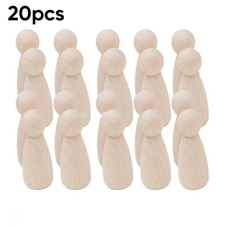 

20pcs Unpainted Blank Wooden Peg Dolls Nesting Set Peg Dolls Crafts DIY Wooden Figures Family Creative Kid Toy Wedding Home