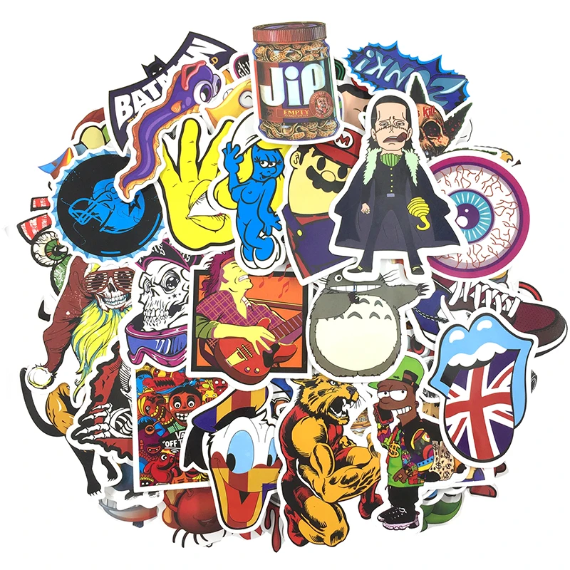 100pcs Mixed Cartoon Toy Stickers for Car Styling Bike Motorcycle Phone Laptop Travel Luggage Cool Funny Sticker Bomb JDM Decals
