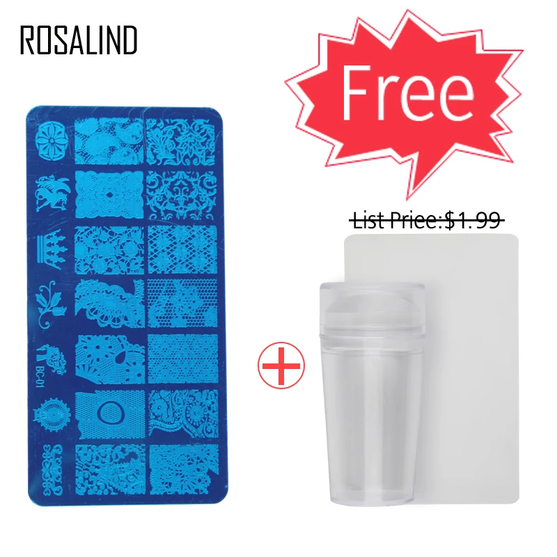 

ROSALIND Rectangle Nail Stamping Template Flower Animal Pattern Nail Designs Manicure Stamp Plate Stencil Nail Art Template Tool