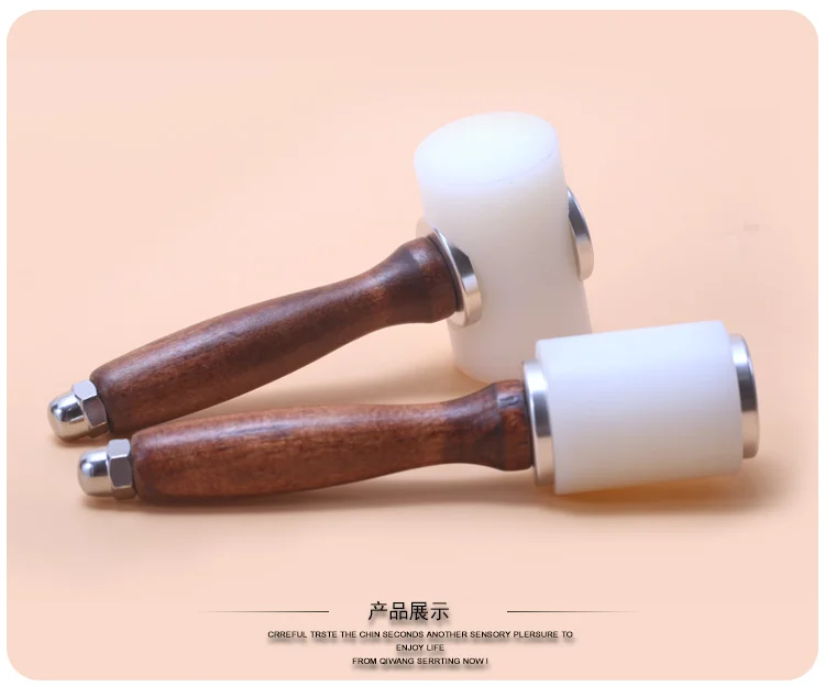 Woodworking Tool Handmade Wood Handle Leather Carve Hammer Knock Craft Diy White 