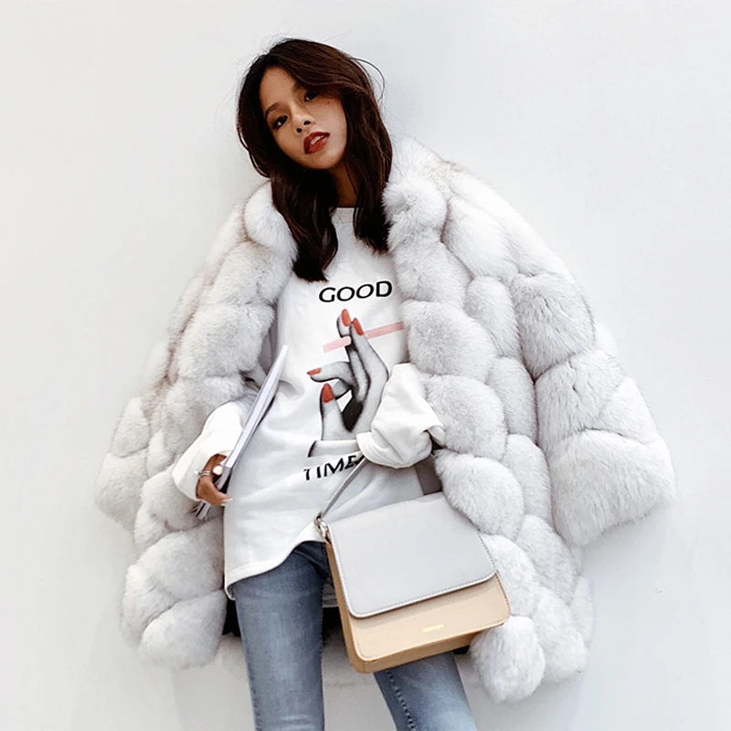 

CP Artificial Fox Fur Coat Women Fashion Pockets Faux Fox Fur Jackets Women Casual Covered Button Jackets Female Ladies CP136