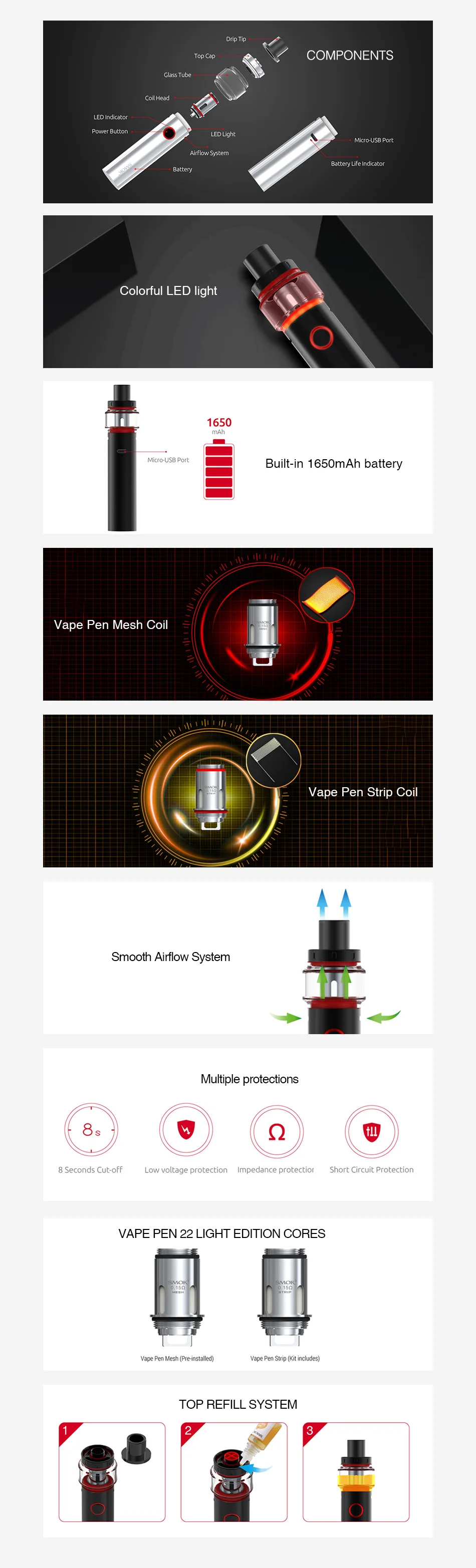 SMOK Vape Pen 22 Light Edition Starter Kit 1650mAh