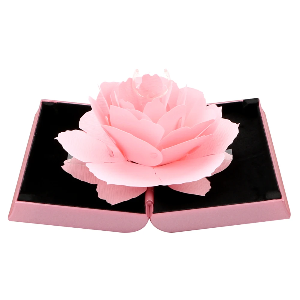 HILIFE Складная Роза кольцо коробка ювелирные изделия креативный подарок коробки для показа ювелирных изделий Подарочная коробка для колец 1 шт День Святого Валентина Свадьба