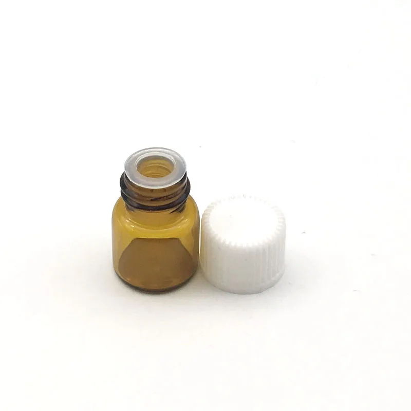 10pcs 1ml Small Amber Essential oil Glass Bottle With No Hole Screw Cap Mini Empty Wishing Vials