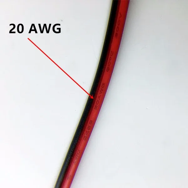 20 м 66ft 20awg провод удлинительного кабеля Шнур светодиодных лент один Цвет 3528 5050 5630 2835 красный/черный 2pin соединительный провод 5 V 12 V 24 V DC