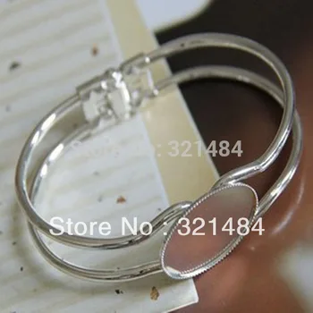 

Rhodium plated tone metal 100piece Cuff Bracelet Bangle 18x25mm Oval Bezel Setting Bracelet Blank, Bracelet Base WHOLESALE