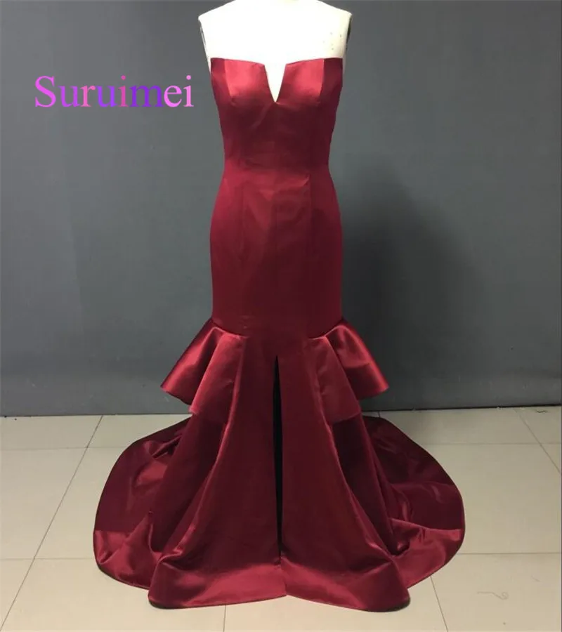 

Elegant 2019 Hot Sale Strapless Evening Dresses Robe de Soiree With Sleeveless Satin A-line Floor Length Prom Party Dresses