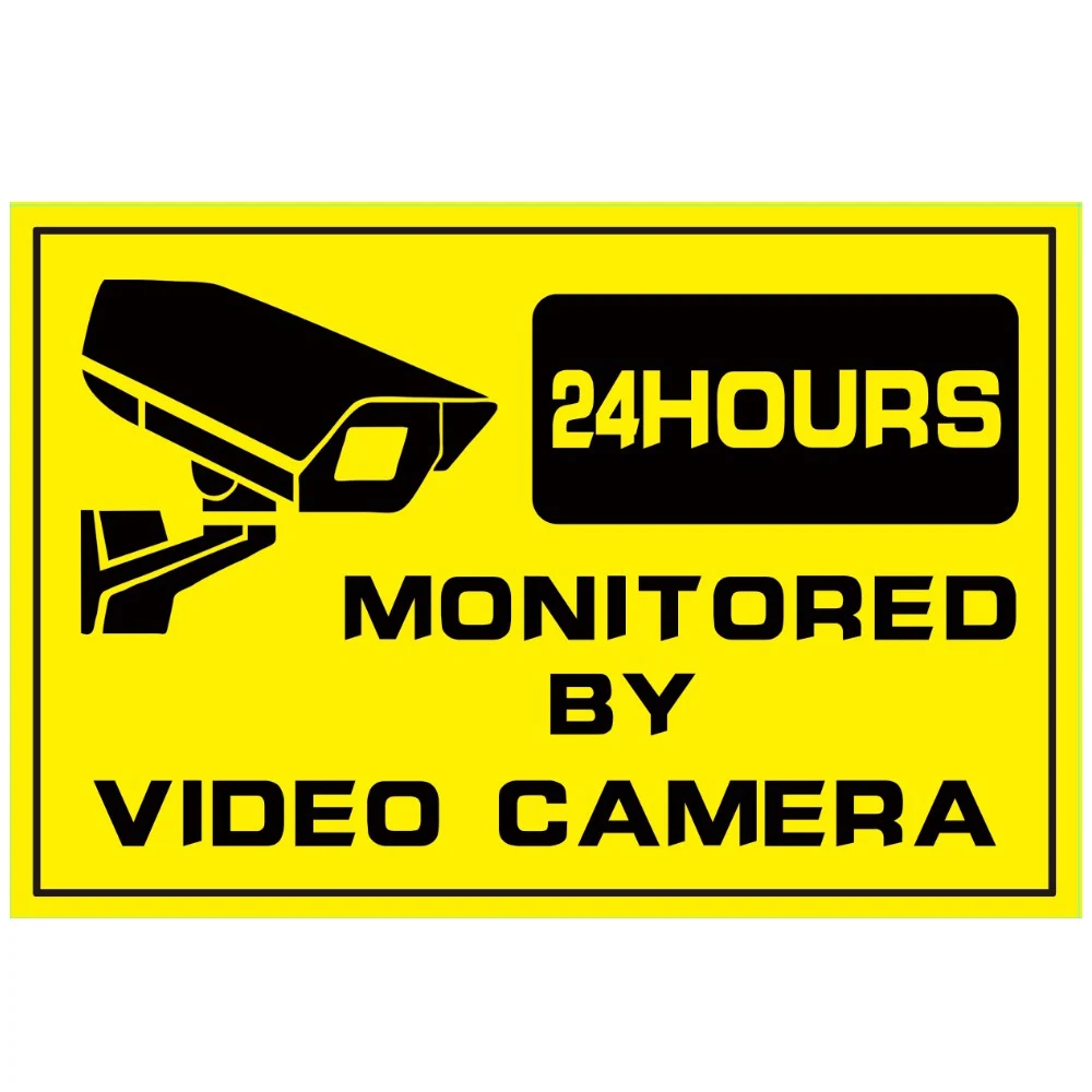 

1pcs Security Warning Stickers 24 Hours Safety Alarm Warning Decal Signs Surveillance Camera Mark CCTV Alert Sign Stickers