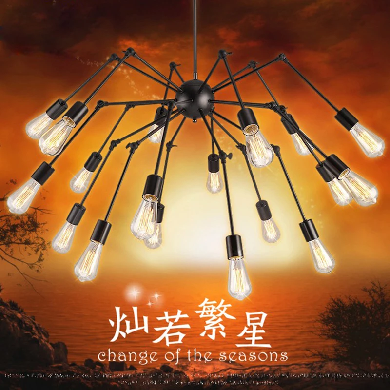

Nordic Retro LED Edison Light Vintage industrial Loft Antique pendant lamps black wrought Spider Fixture pendant Light 110V-220V