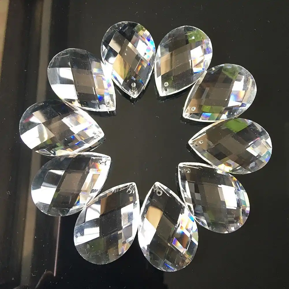 10Pcs Glass Crystal Chandelier Lamp Prisms Suncatcher Pendant 20mm DIY Jewelry