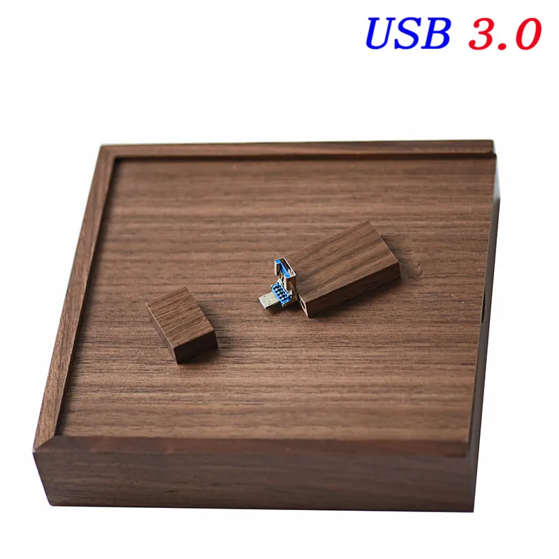 JASTER деревянный фотоальбом флеш-накопитель USB 3,0 Флешка 4 ГБ 32 ГБ 64 Гб 128 ГБ U диск фотография подарок 2 в 1 Интерфейс Бесплатный логотип - Цвет: Walnut with box