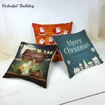 

Cartoon Santa Cluas Candle Crutch Decorate Ball Festival Pillowcase Merry Christmas 45*45cm Yard Party Dress Up Cushion Cover