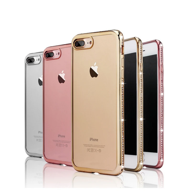Roc Joan чехол для iPhone X 6 6S 6Plus Plus 7 8 7Plus 8Plus кристально окружающий алмаз мягкий