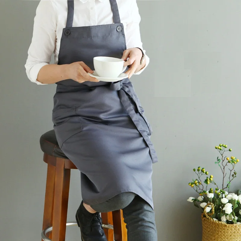 Nordic wind polyester cotton waterproof apron Coffee shops and flower shops work cleaning aprons for woman washing daidle bib