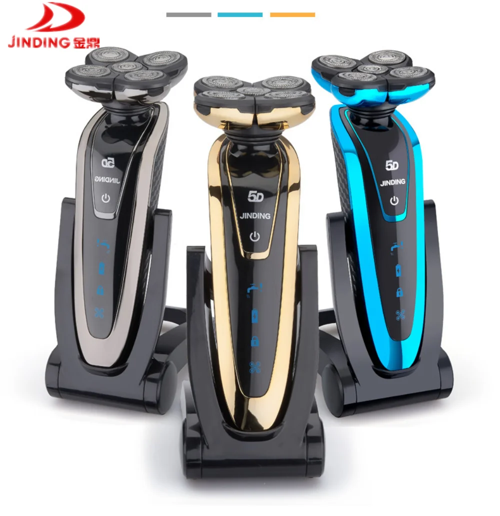 

JINDING Charging Base Rechargeable Waterproof Five Blades Electric Shaver for Men With Folding 5D