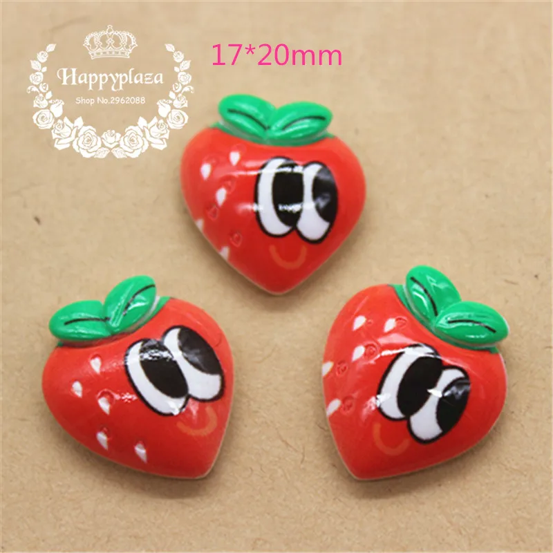 

20pcs Kawaii Cartoon Fruit Strawberry Resin Flatback Cabochon Food Art Supply Decoration Charm Craft DIY,17*20mm