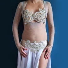 Justaucorps une pièce pour femmes, accessoires de danse, chemise à bascule, body de danse du ventre, perçage à chaud, grande taille, haut manches longues