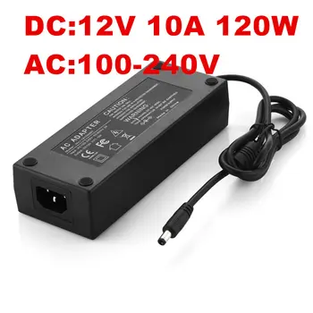 

50PCS 120W 10A 12V Power Adapter Supply Charger adapter 12V 10A 100-240V AC to DC US UK AU EU Plug 5.5mm x 2.5mm