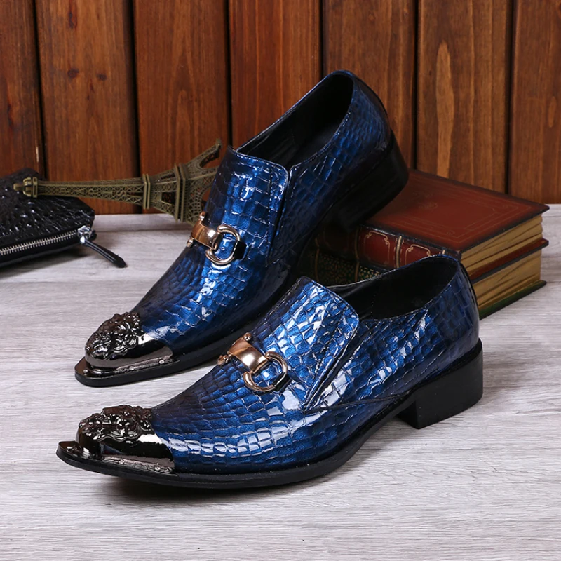 Fashion Genuine Leather Designer Men Shoes Pointed Toe Party Dress