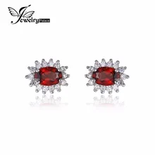 Jewelrypalace 1.3ct princesa diana william kate middleton granate natural de halo stud pendientes 925 joyas de plata maciza