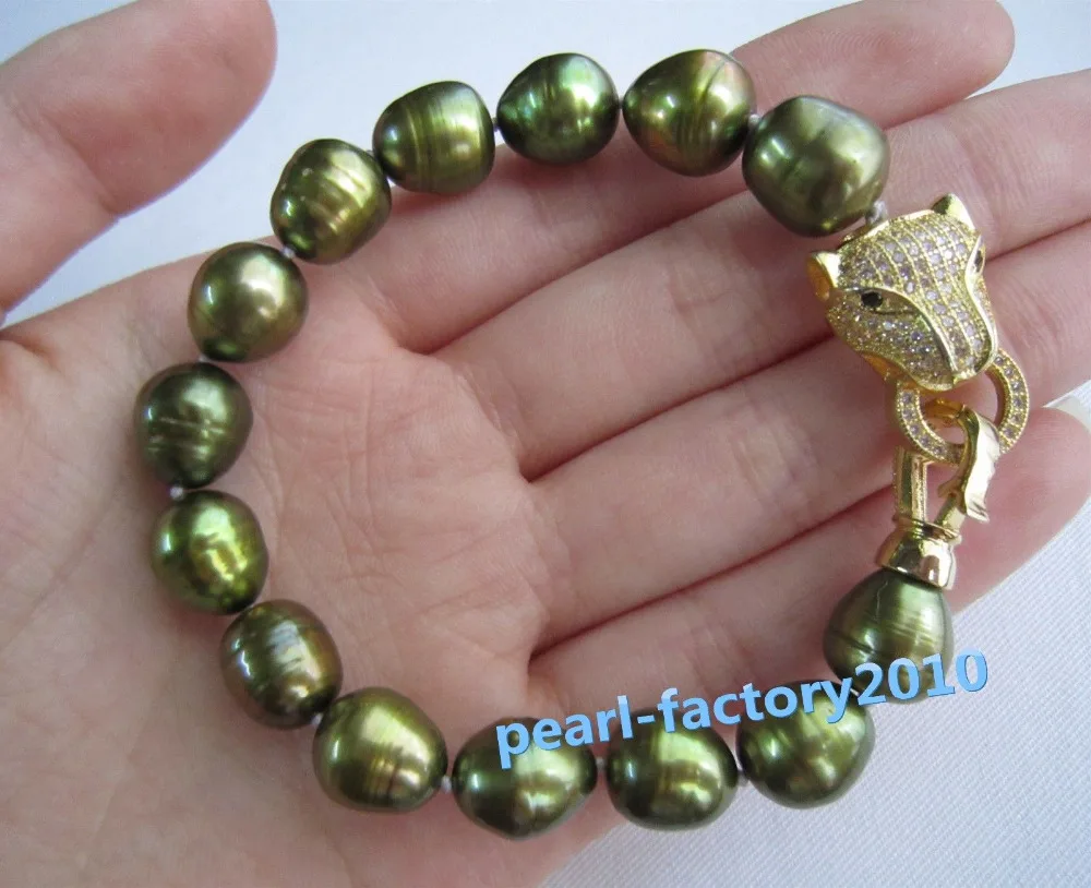 

Shipping >>>>>natural 2016 new leopard head 12MM SOUTH SEA Malachite green PEARL bracelet