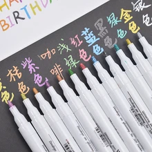 12 цветов водонепроницаемый не выцветает DIY маслянистый цвет ручка искусство Рисование маркером набор живопись канцелярские принадлежности Дети черная бумага фломастеры