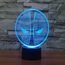 3D Ночник декор Дэдпул 2 формы светодиодные настольные лампы как подарок