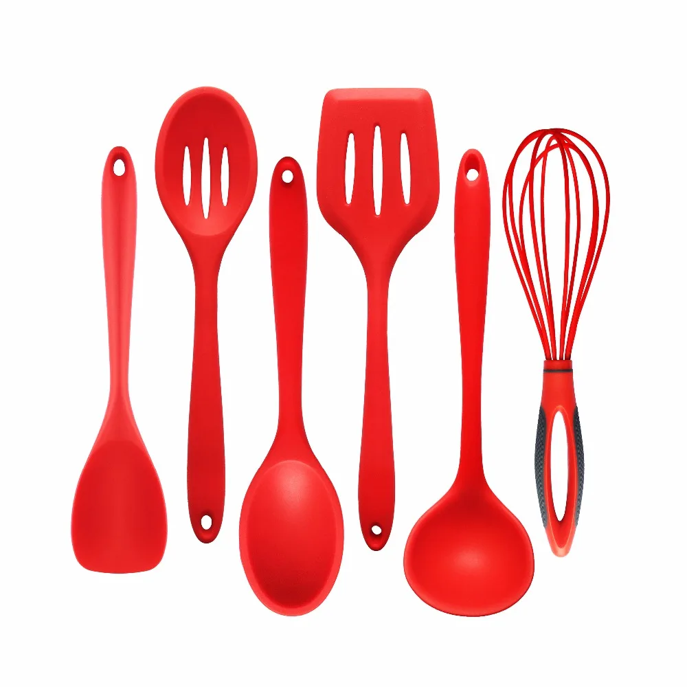 6pc/Set Kitchen Silicone Cooking Tools Food Grade Silicone and Nylon Cooking Utensils Set for Spoon Spatula Ladle Egg Beaters 6pc/Set Kitchen Silicone Cooking Tools Food Grade Silicone and Nylon Cooking Utensils Set for Spoon Spatula Ladle Egg Beaters
