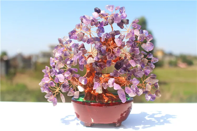 160-170 мм натуральный фиолетовый кристалл кварца драгоценный камень дерево Рейки Исцеление
