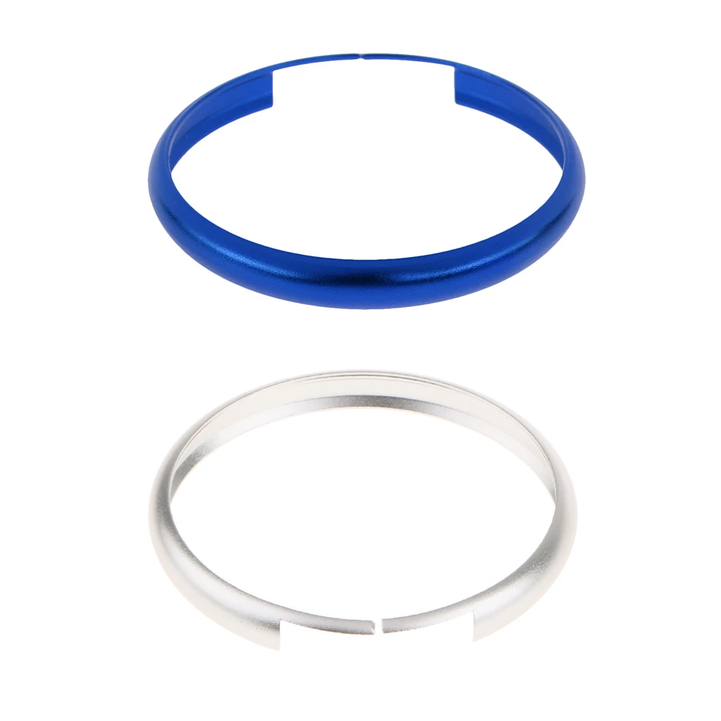 2Pieces Smart Key Case Remote Fob Ring Cover For BMW Mini Cooper Silver+Blue High quality aluminum deco-trim for Car Key