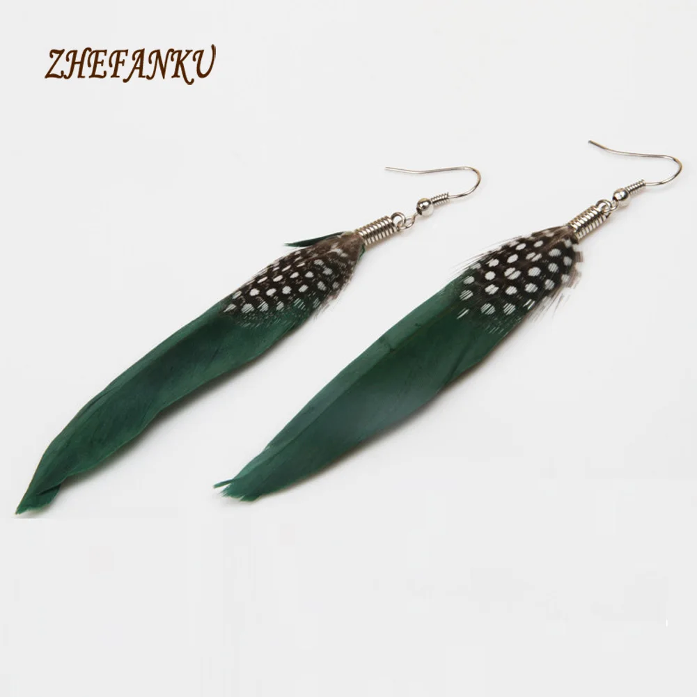 

New Fashion Trendy Eardrop Wave Point Goose Feather Dangle Earrings Charming Jewelry 12 Colors