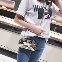 Модные геометрические женские сумки из металла высокого качества, клатчи с шестигранной застежкой, Мини Вечерние черные вечерние сумочки, серебряные сумки, золотые сумочки, клатч