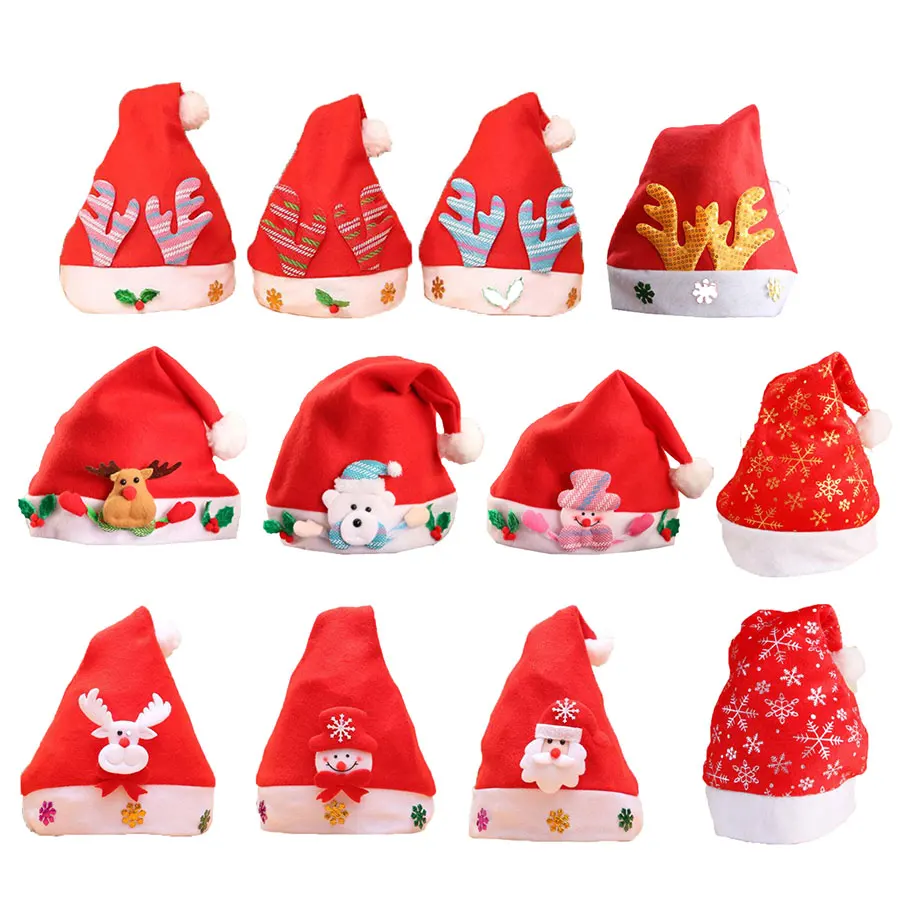 Multiple Xmas Hat Christmas Decoration For Home Supplies Santa Christmas Hats Children Adults Kids Cap For Christmas Party Props