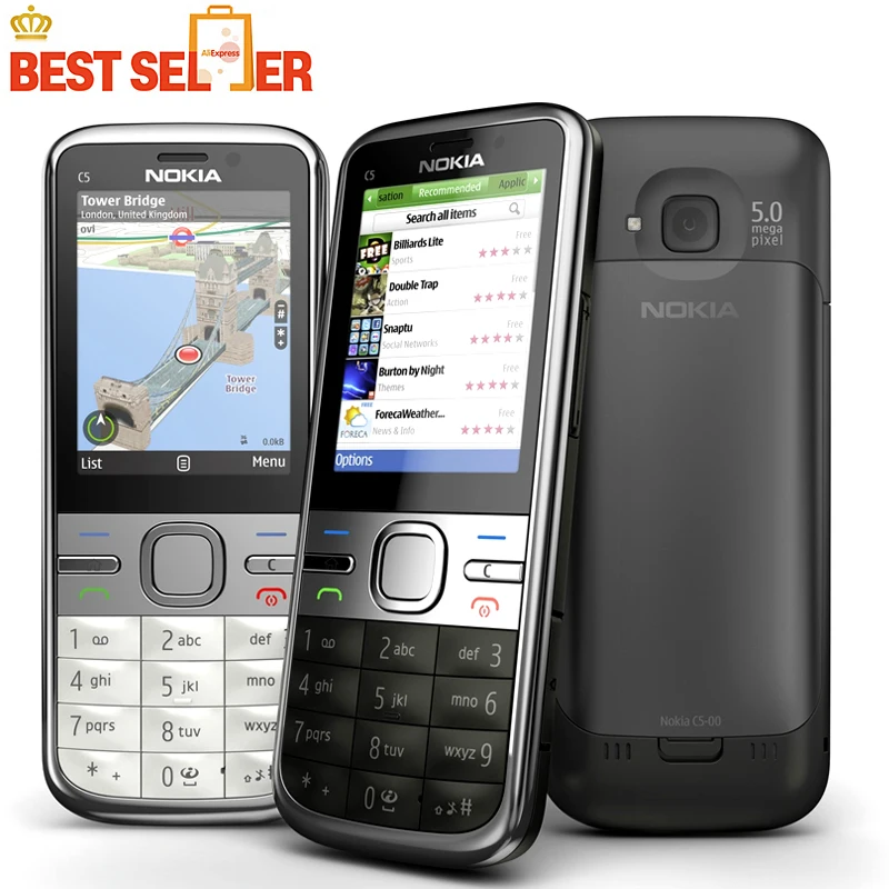 

Nokia C5-00i Original Phone Unlocked Nokia C5 C5-00 Cell phones GSM 3G 5MP Camera FM GPS Bluetooth Mobile Phones