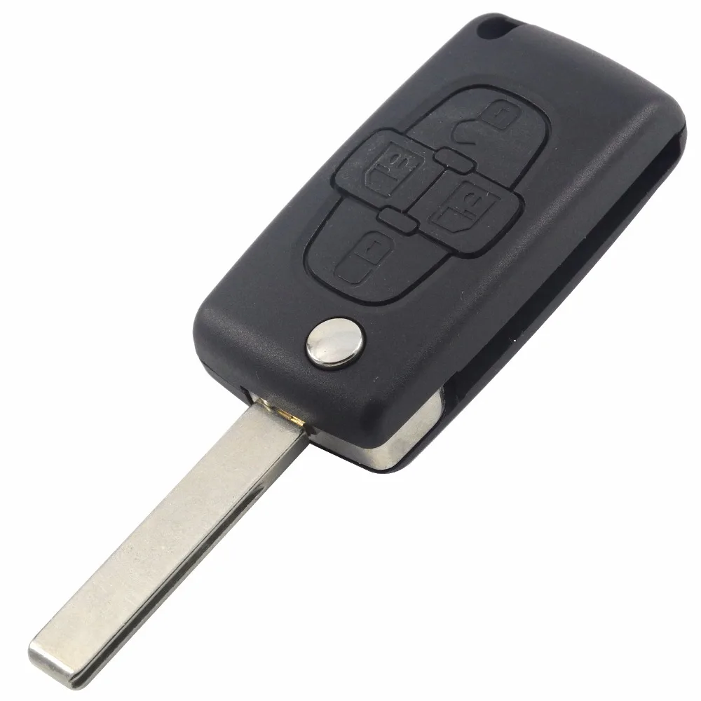 

jingyuqin Uncut Blade 4 Button Flip Folding Remote Fob Key Shell Case For Citroen C8 For Peugeot 1007 Replacement Cover Blank