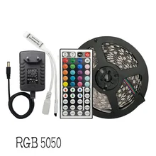 Светодиодный светильник RGB SMD 5050 гибкая лента 30 светодиодов/м 5 м 10 м 15 М лента диод DC 12 В Светодиодная лента, светодиодный контроллер+ адаптер