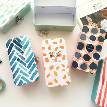 

Wedding Favor lockable Tin Box Candy Storage Box Sundries Organizer Desktop Container New Year Gift For Kids Pencil Box